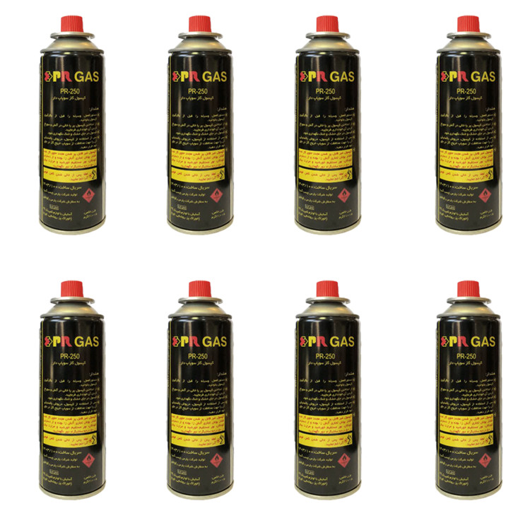 کپسول گاز مسافرتی PR پارس رگولاتور 210 گرمی - مدل PR-250 - بسته 8 عددی