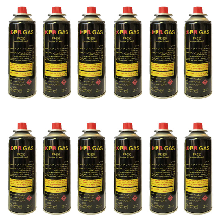 کپسول گاز مسافرتی PR پارس رگولاتور 210 گرمی - مدل PR-250 - بسته 12 عددی